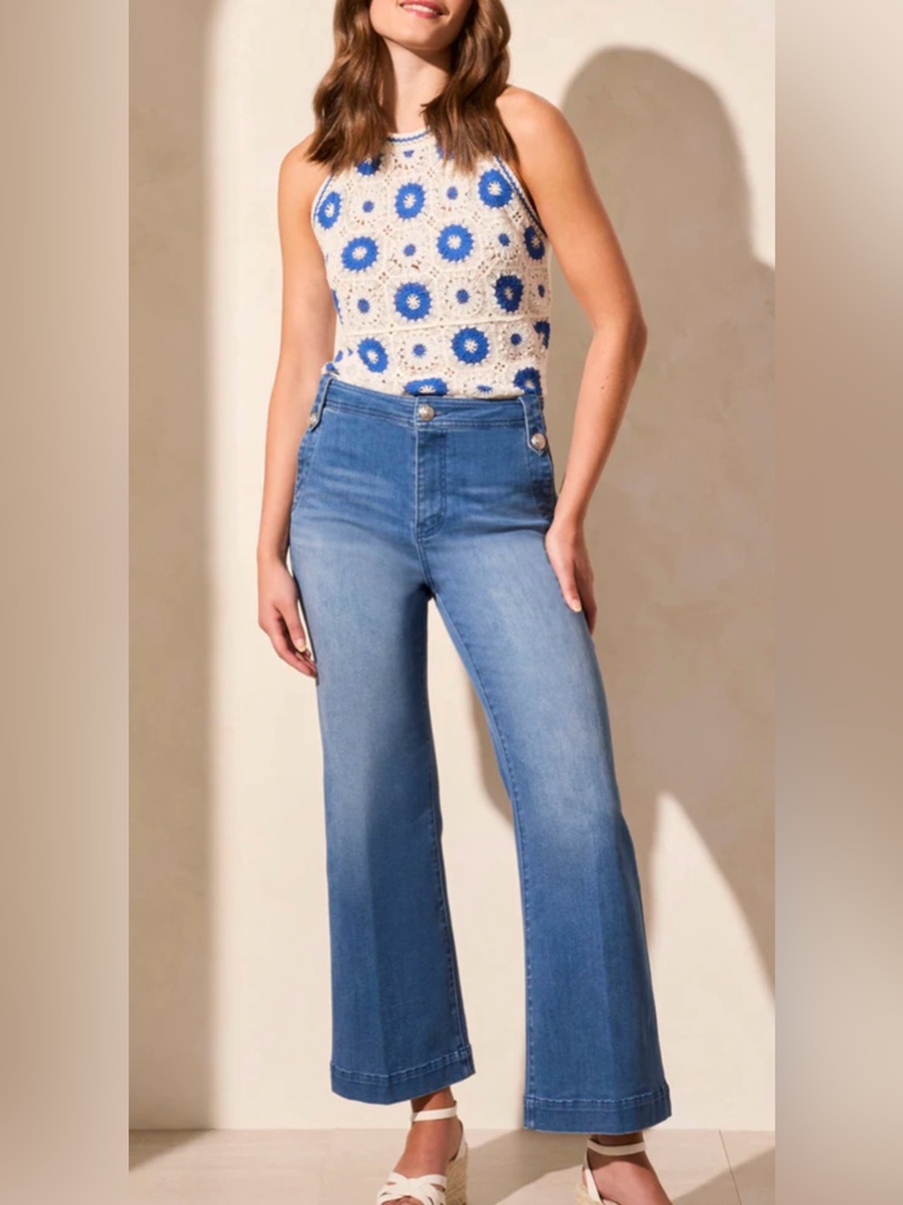 *Tribal Jeans* Brooke Hugging Palazzo Marine Jeans - Blue Calypso